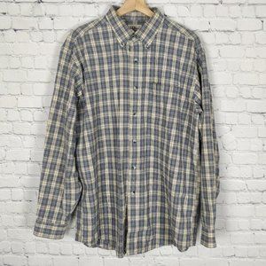 LL Bean Blue Yellow Tartan Mens Medium